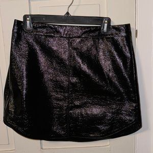 Wet look leather skirt